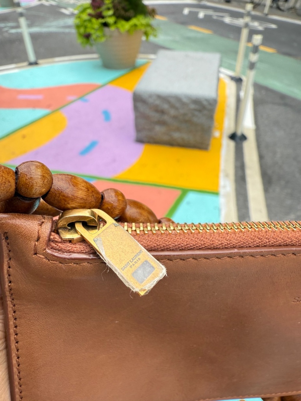 EUC Saint Laurent YSL - Le 5 a 7 Large Wood Bead Bag in Light Wood! Very Rare! - Picture 7 of 10